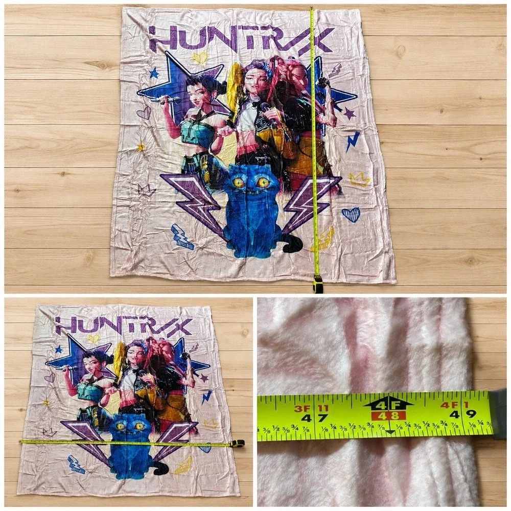 KPop Demon Hunters HUNTR/X Pink Plush Fleece Throw Blanket Approx. 48 x 56[J]